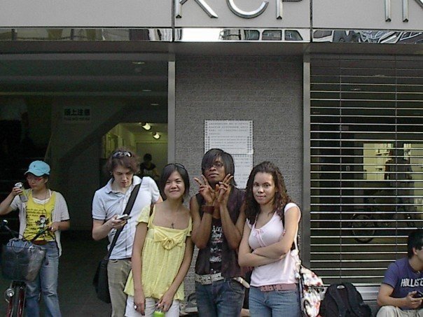 Rachel Brown with friends outside the KCP campus