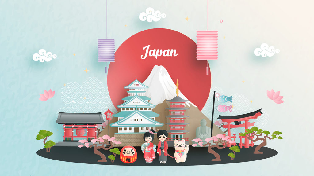 Illustration of travel to Japan