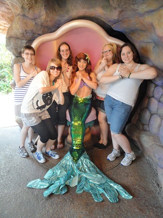 The group of princesses at Ariel’s Greeting Grotto.