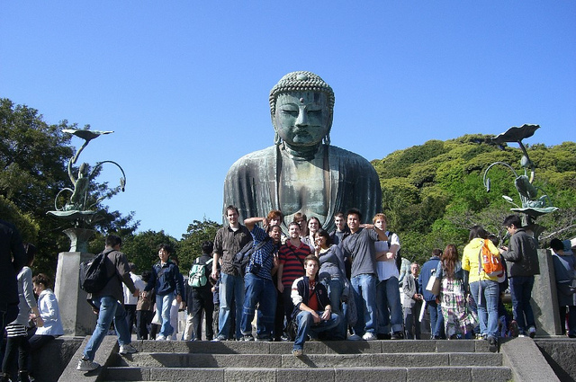 KCP students strike a pose in front of The Great Buddha of Kamakura
