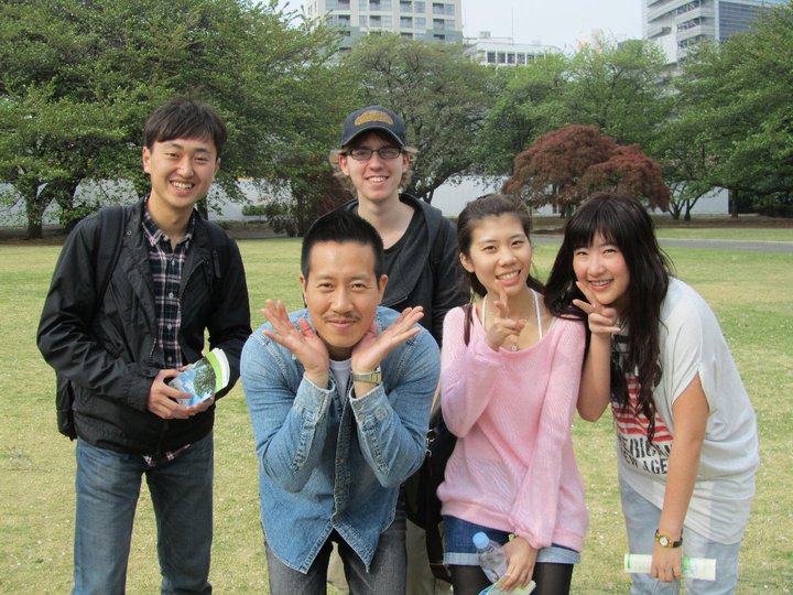 KCP students Kakei, Khan, Steven, Erng, and Pla go on a class Hanami trip to the park.