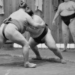 Sumo wrestlers training