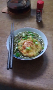 udon with shrimp tempura