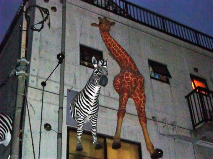 While walking around Ikebukuro, you might see these random giraffe and zebra structures coming out of a building.