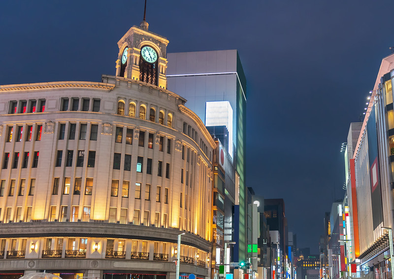 Ginza District at night
