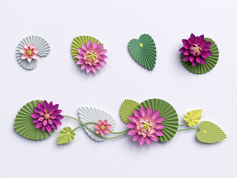 Origami paper lotus flowers