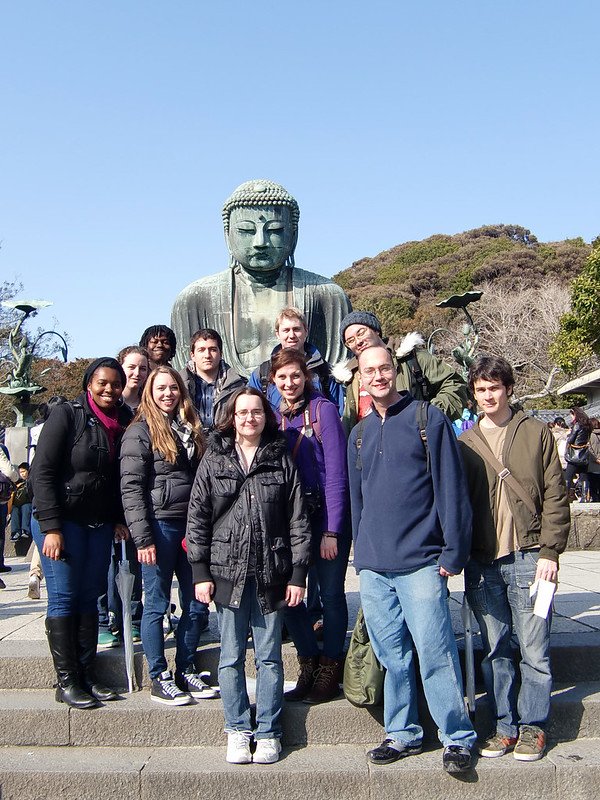 Students Pose with the Great Buddha statue at Kamakura