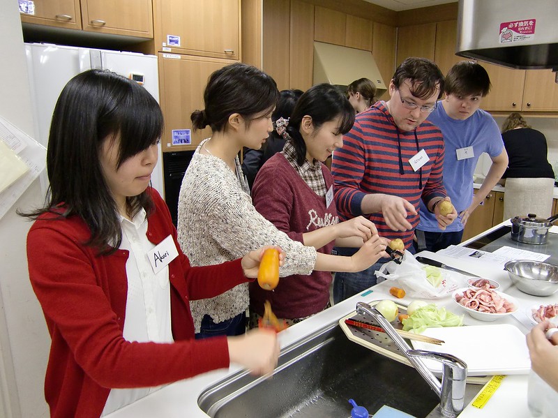 KCP students preparing vegetables