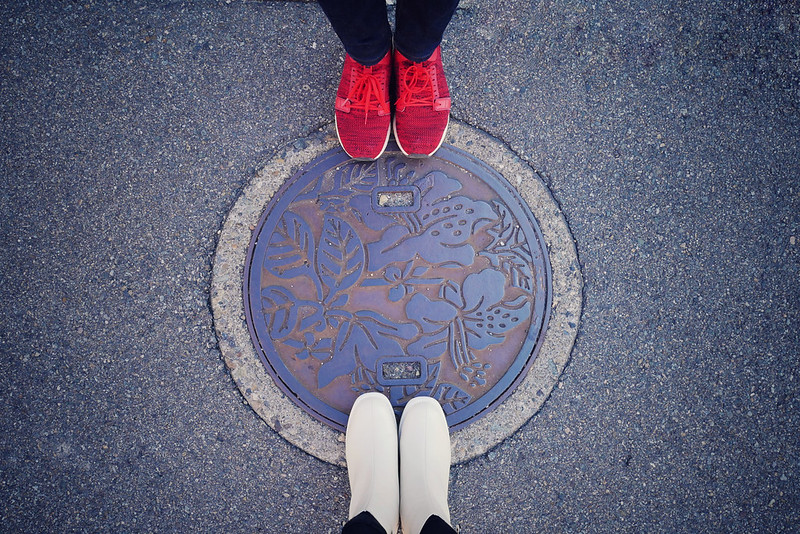 Flower patterned manhole cover in Takayama