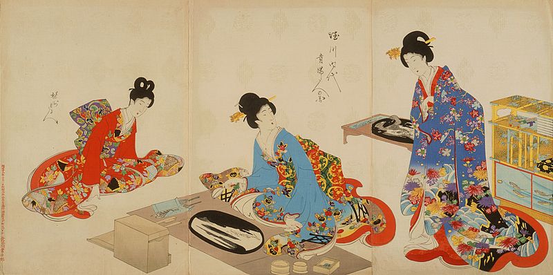 omen's Activities of the Tokugawa Era: Creating Bonkei (actually Bonseki) Tray Landscapes
