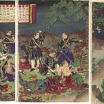 Byakkotai who committed Seppuku at Iimori Hill, Woodblock print (nishiki-e).