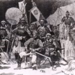 Saigo Takamori with his officers, from Le Monde Illustre, 1877.
