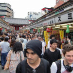 KCP students amongst the crowd at Nakamise shopping street.
