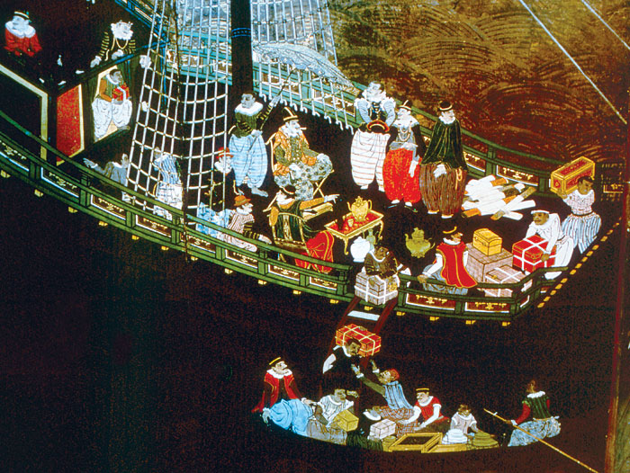 Portuguese traders landing in Japan.
