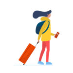 Illustration of a woman with luggage