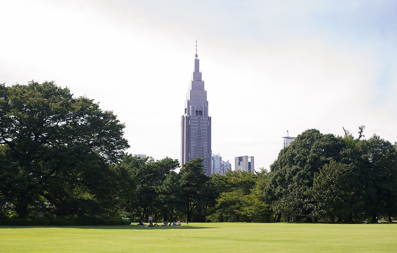 Tokyo scene from a park.