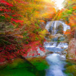 Japanese hot springs in autumn