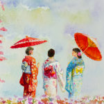 Women in kimono illustration