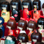 Kokeshi dolls on display