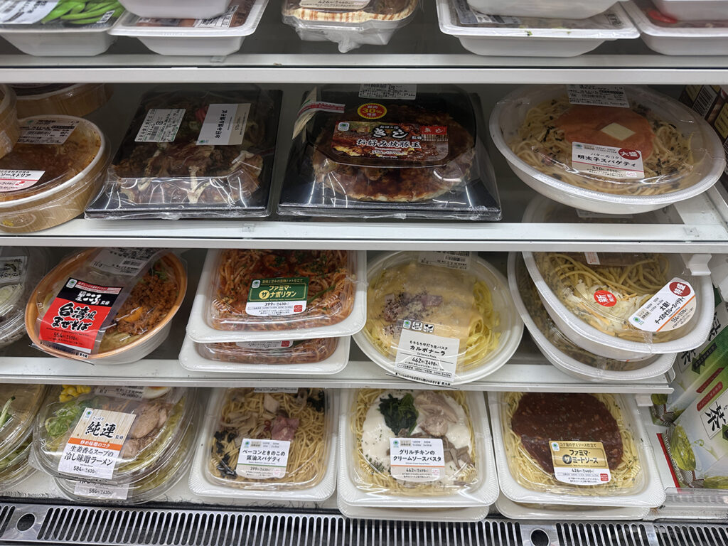 Convenience store food on display