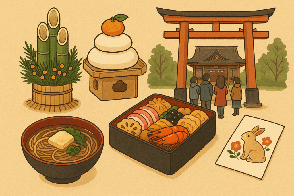 Japanese New Year Celebration Scene