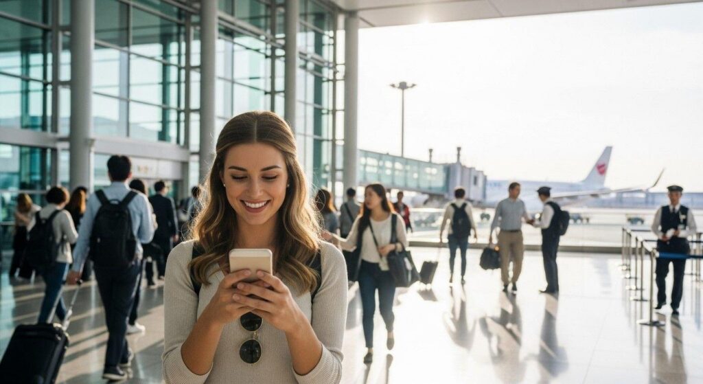 woman looking at cellphone